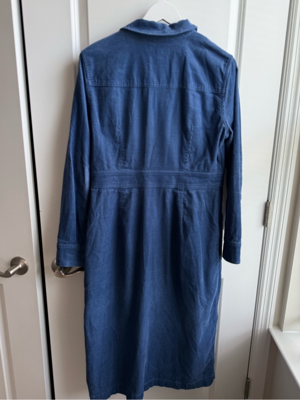Boden Flora Cord Midi Shirt Dress Blue Office Button Front Classic size 10R - Picture 8 of 12